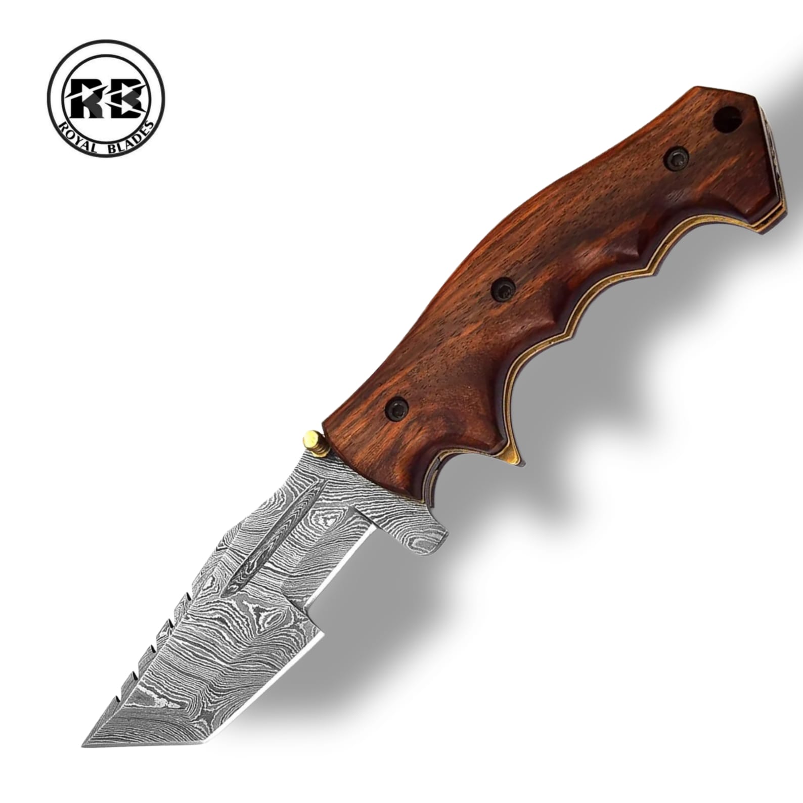 ZE. 8.5" Damascus Folding Tracker Knife From Royal Blades - Image 2
