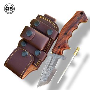 ZE. 8.5″ Damascus Folding Tracker Knife From Royal Blades