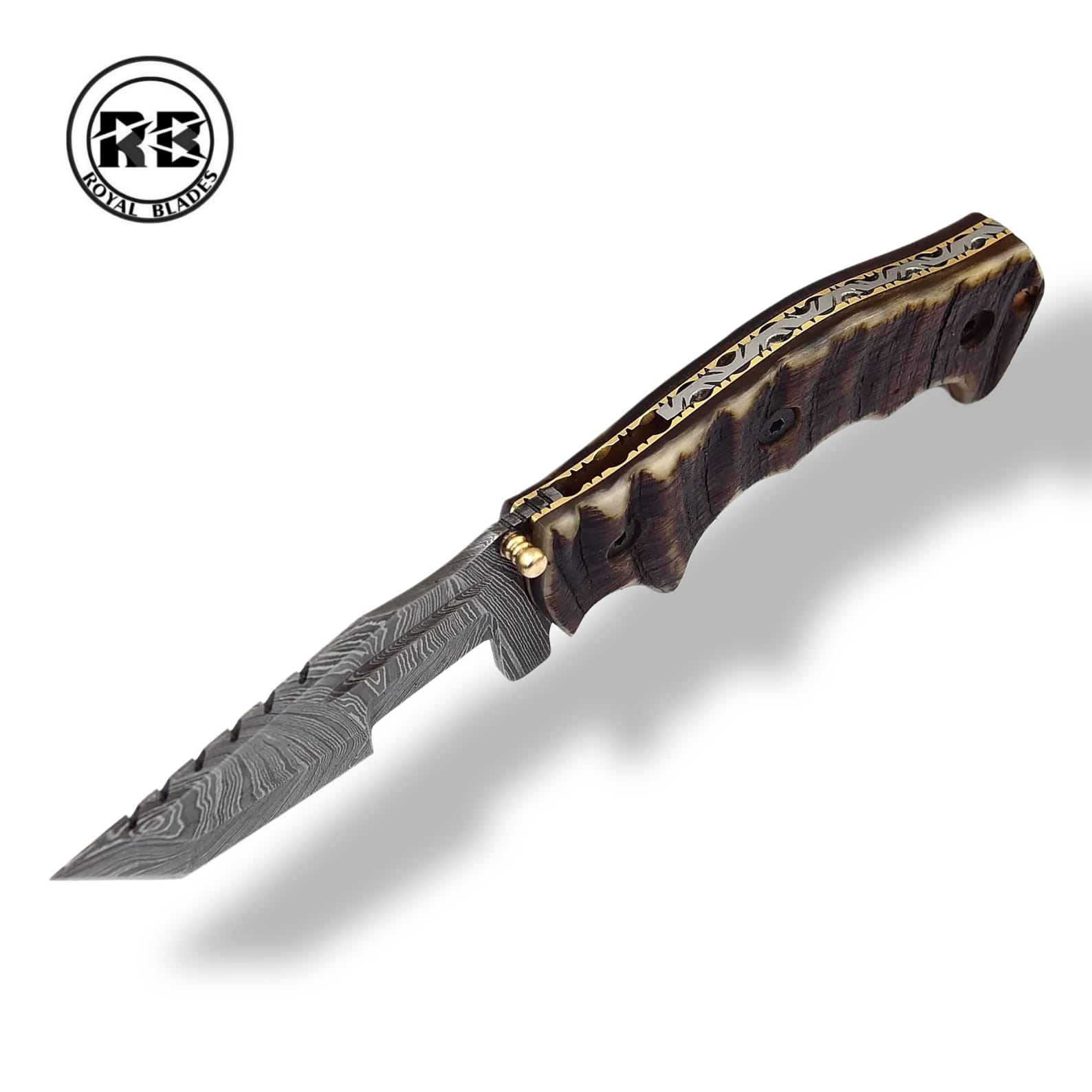 ZD. 8.5" Damascus Folding Tracker Knife From Royal Blades - Image 5