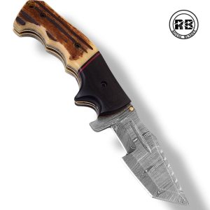 ZC. Custom Damascus Tracker with Stag & Micarta From Royal Blades