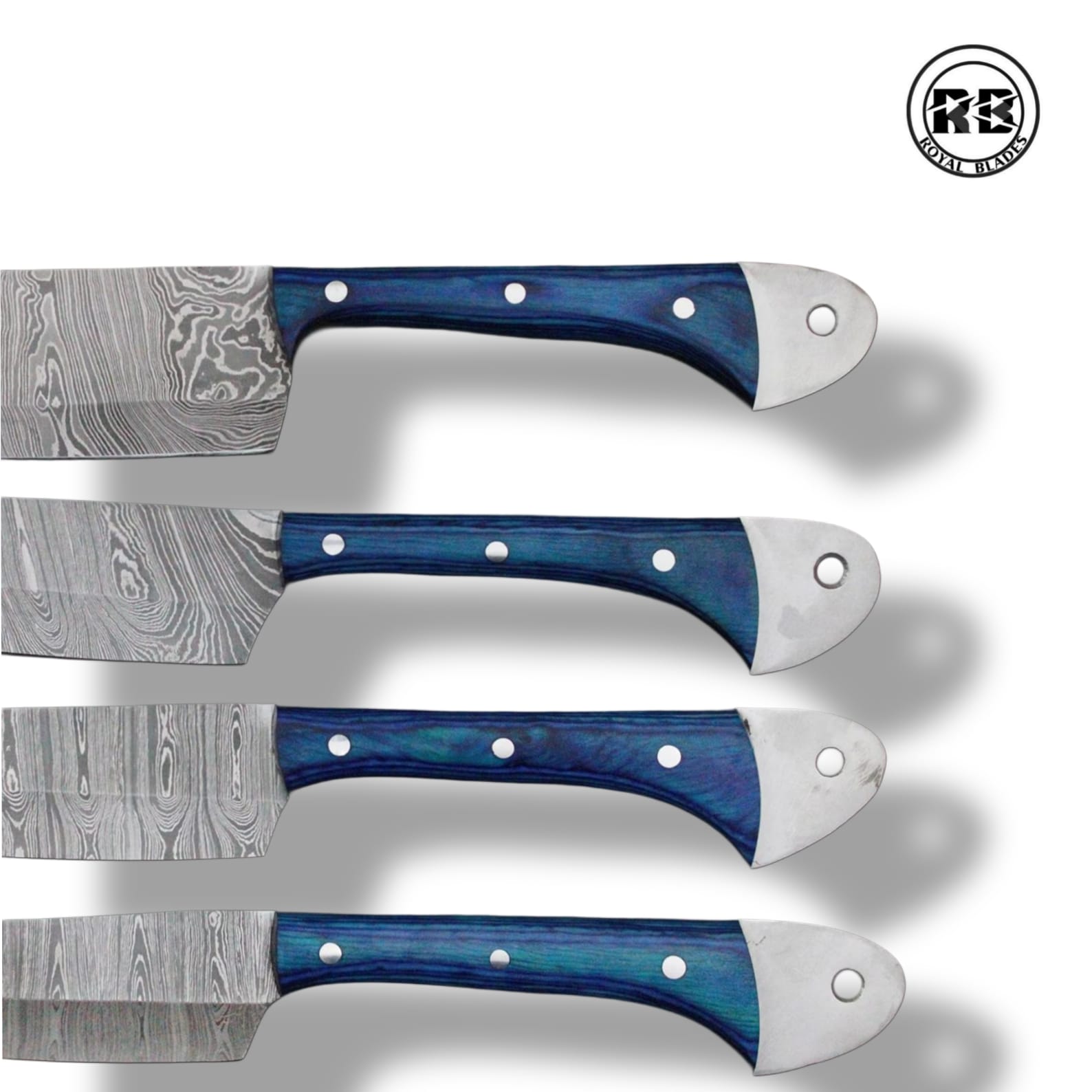 C. Hand-Forged Damascus Steel Culinary Set in Royal Blue From Royal Blades - Image 3