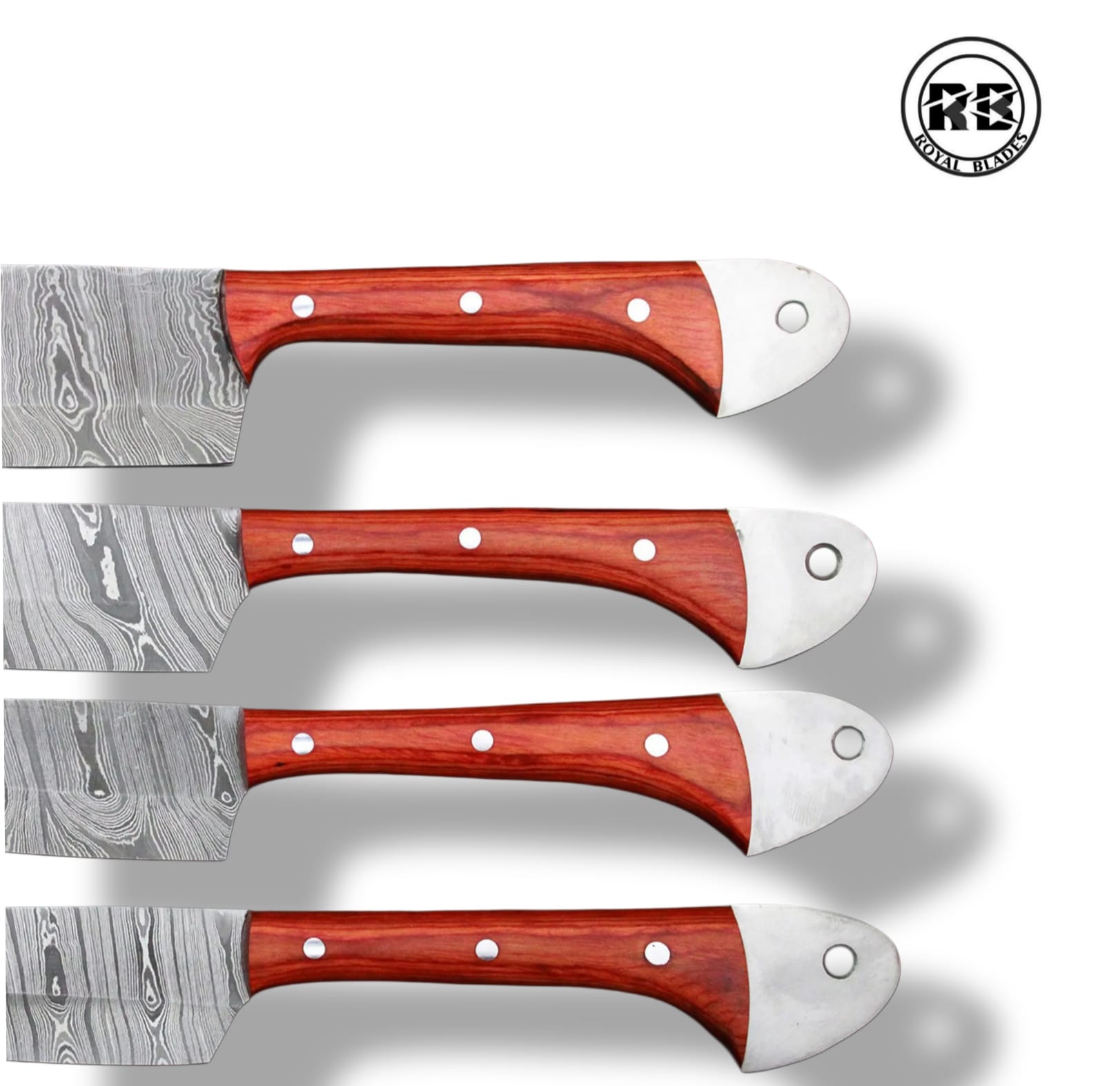 D. Hand-Forged Damascus Steel Set in Natural Rosewood From Royal Blades - Image 3