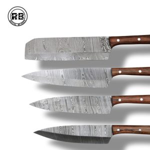 F.  Hand-Forged Damascus Steel Set in Natural Walnut From Royal Blades