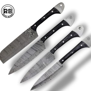 G. Hand-Forged Damascus Steel Culinary Set in Polished Pakka Wood From Royal Blades