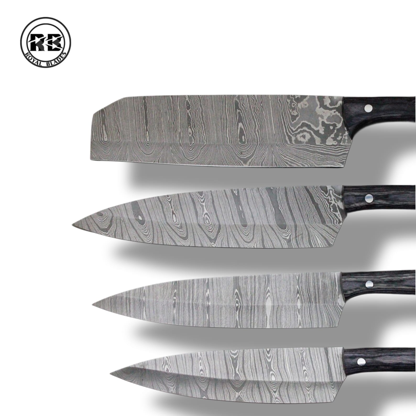G. Hand-Forged Damascus Steel Culinary Set in Polished Pakka Wood From Royal Blades - Image 2