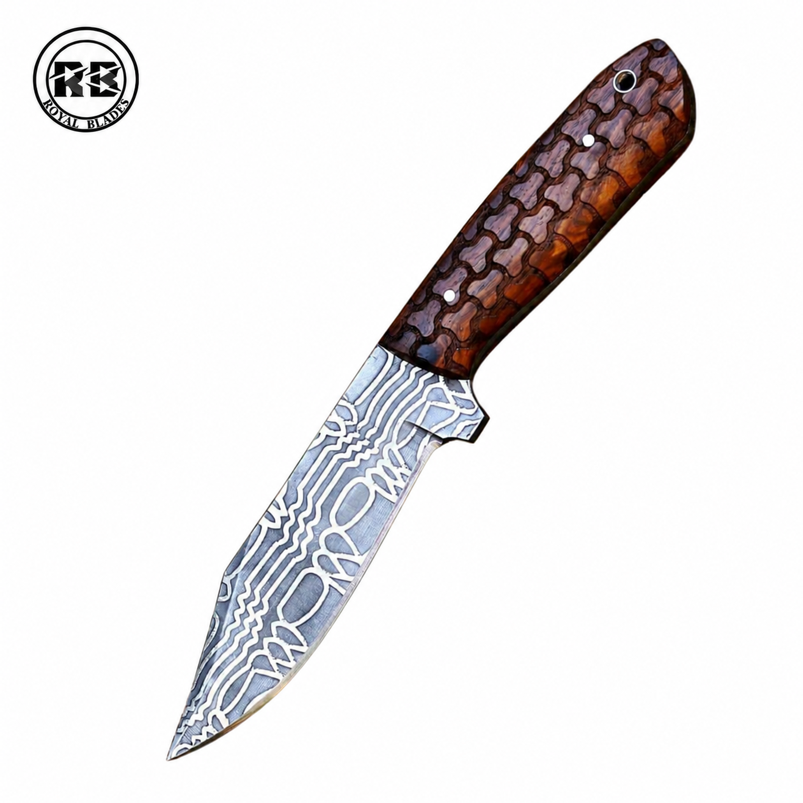 Acid-Etched Hunter with Rosewood Handle From Royal Blades
