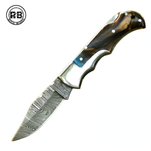 Damascus Pocket Knife with Resin Handle From Royal Blades