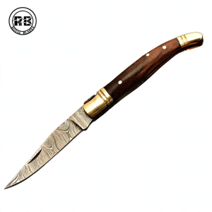 Rose Wood & Damascus Folding Knife From Royal Blades