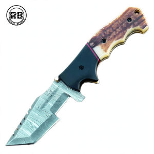 Custom Damascus Tracker with Stag & Micarta From Royal Blades