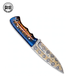 Hand-Forged Hunting Knife with Red Inlay Resin From Royal Blades
