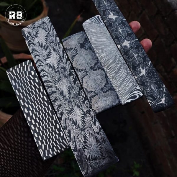 B. Fully Customizable Mosaic Damascus Steel Bars From Royal Blades