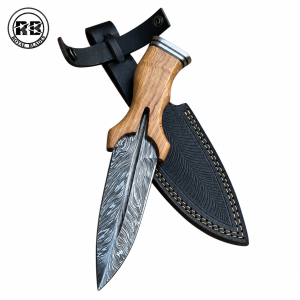 Feather Style Damascus Knife with Wenge Wood Handle From Royal Blades