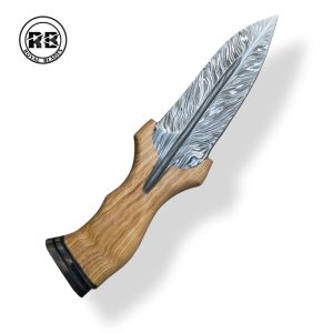 ZB. Feather Style Damascus Knife with Wenge Wood Handle From Royal Blades