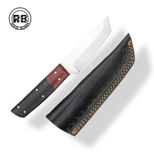 ZC. 8″ Modern Tanto Knife with Custom Leather Sheath From Royal Blades