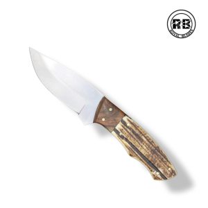 ZD. 8″ Hybrid Deer Horn Survival Knife with Custom Leather Sheath From Royal Blades
