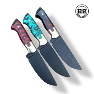ZA. Set of 3 High-Carbon Black Steel Hunting Knives From Royal Blades