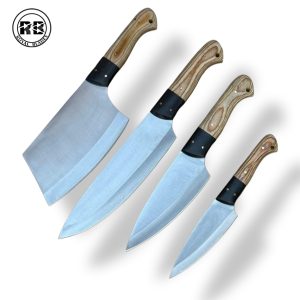P. J2 Steel Chef Set with Black Micarta & Wood Handles From Royal Blades