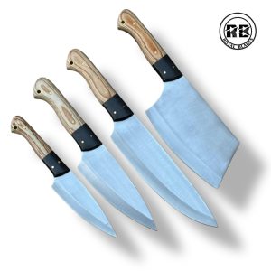 P. J2 Steel Chef Set with Black Micarta & Wood Handles From Royal Blades