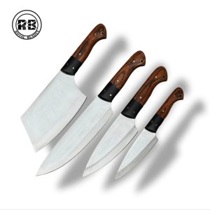 R. J2 Steel Culinary Set with Black Micarta & Orange Wood Handles From Royal Blades