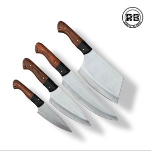 R. J2 Steel Culinary Set with Black Micarta & Orange Wood Handles From Royal Blades