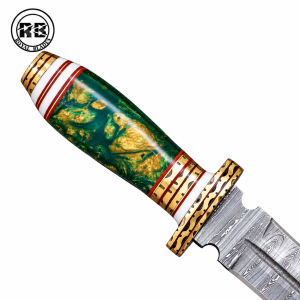 Handmade Damascus Steel Dagger with Resin & Brass Handle From Royal Blades