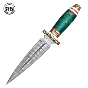 Handmade Damascus Steel Dagger with Resin & Brass Handle From Royal Blades